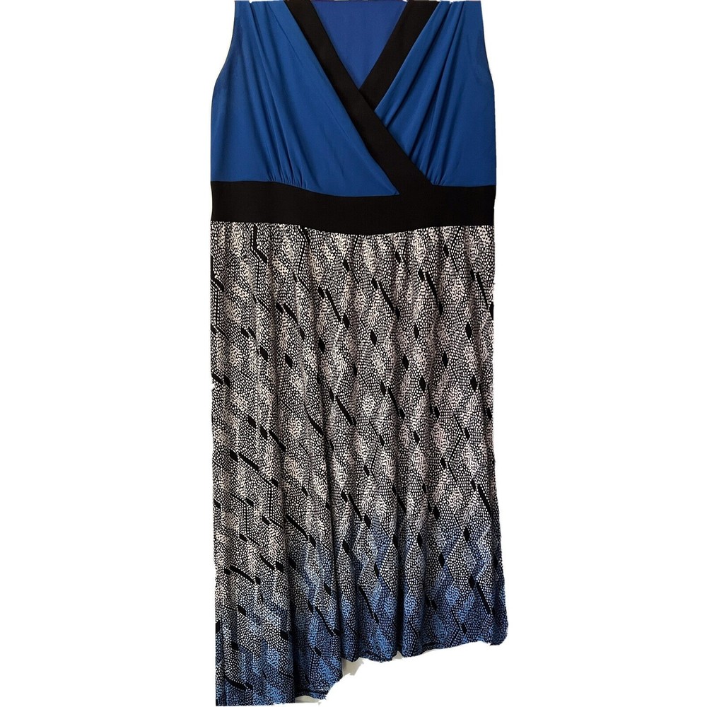 The Avenue Sleeveless Asymmetrical Blue Print Dress size 14/16